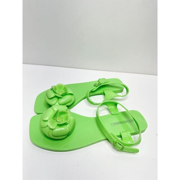 Jeffrey Campbell Jelly Sandals Womens Size 8 FLEURISSE Green Open Toe Floral - Picture 5 of 13